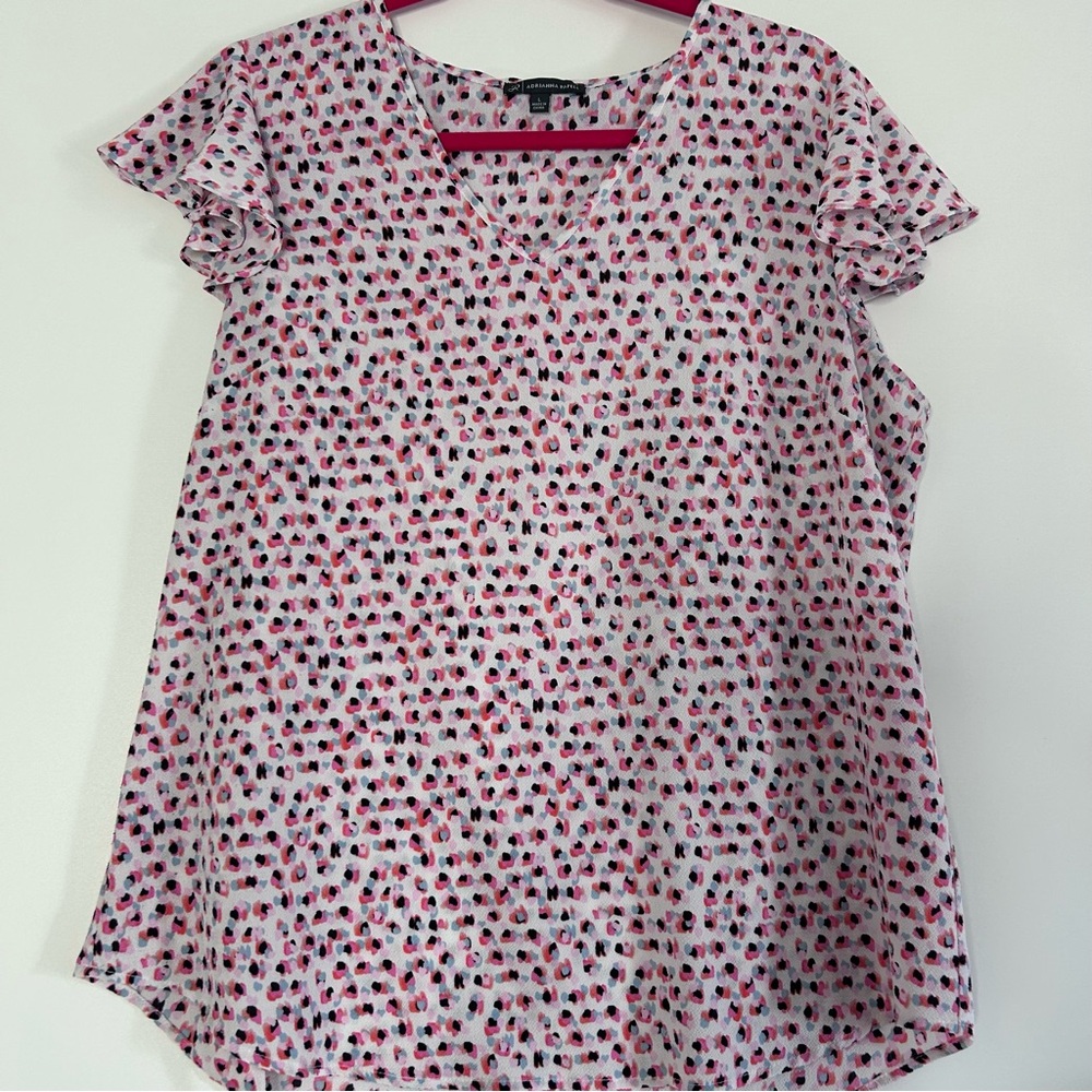 Adrianna Papell Short Sleeve Blouse | Size Large | Elegant & Chic